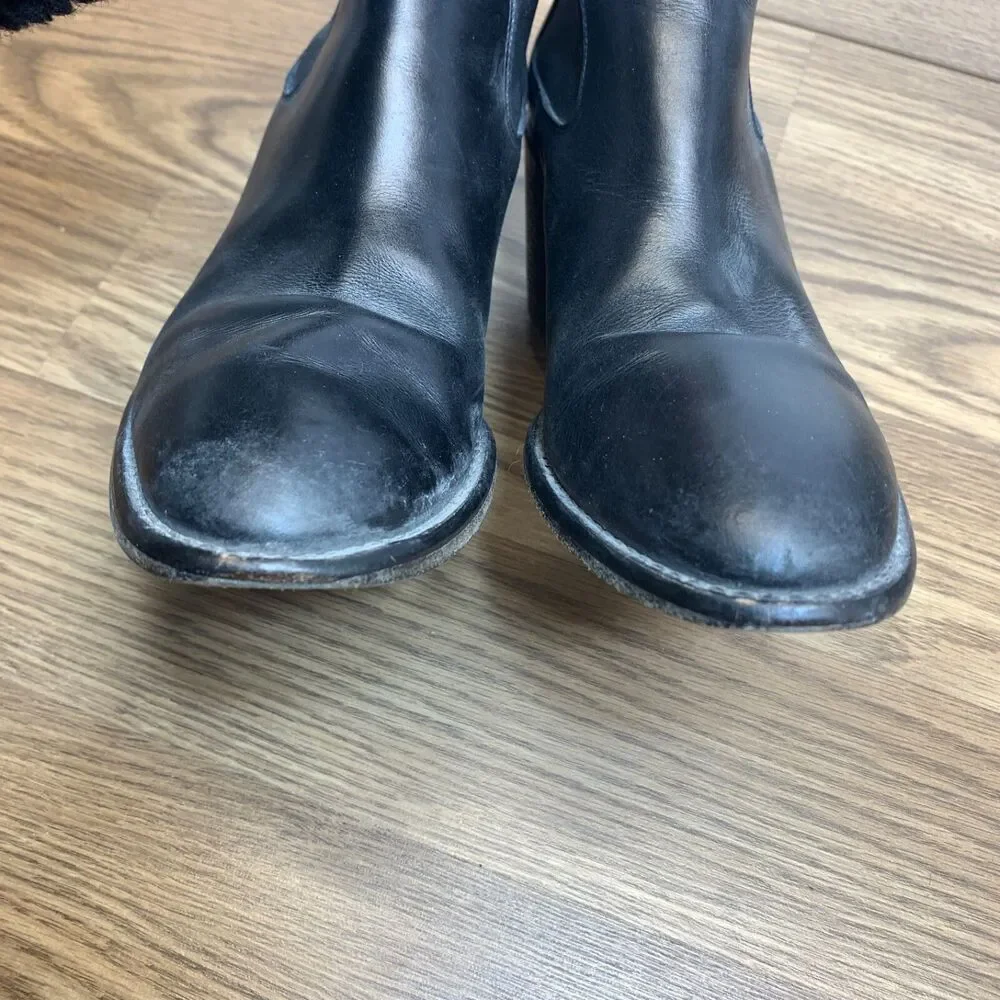 Jenni Kayne‎ Black Leather Heeled Chelsea Boots Ankle Size 38 US 7.5-8